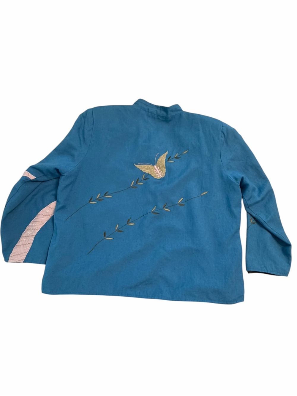 Vintage Alex Kim Butterfly Embroidered Jacket Blue Art to Wear XL 1X - Picture 8 of 12